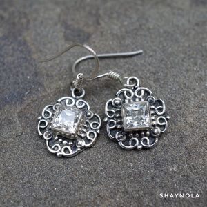Sterling Silver and CZ Dangle Earrings
