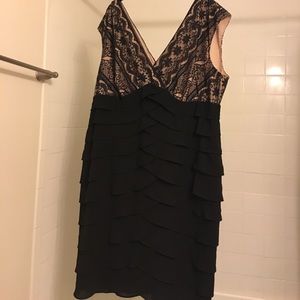 Adrianna Papell Black Lace Shutter Dress 22