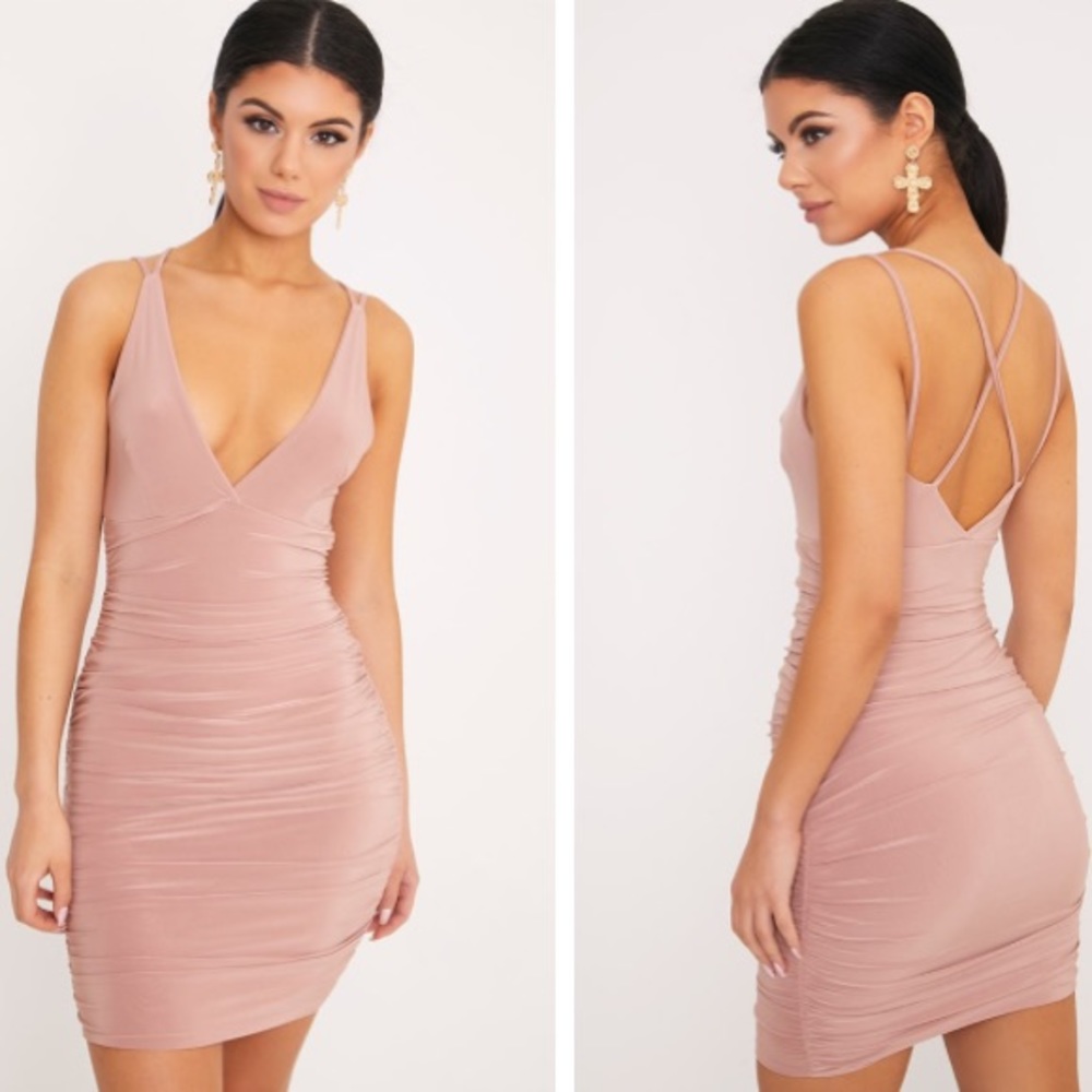 Blush colored form fitting dress- SOLD