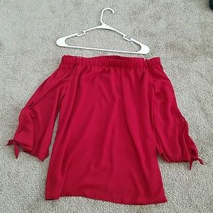 Red off the shoulder blouse