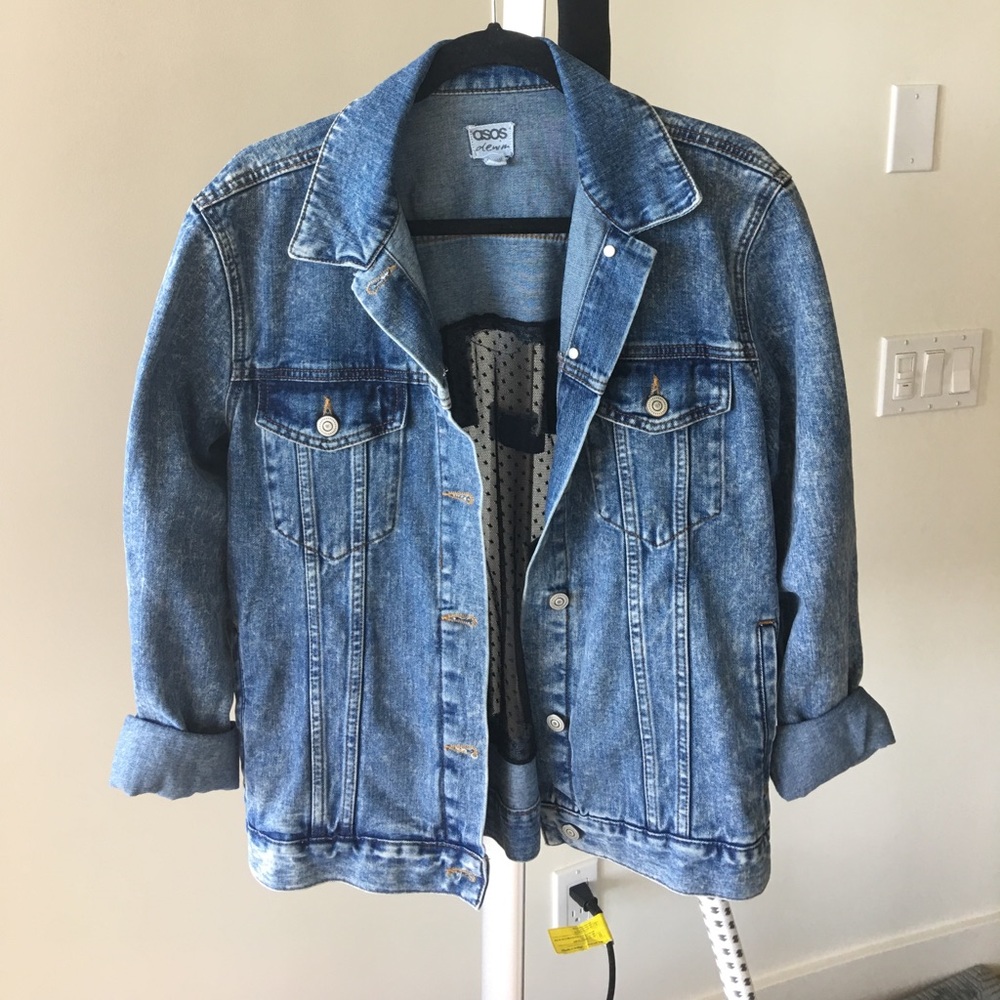Nasty Gal Denim Jacket with Lace Cross Cutout