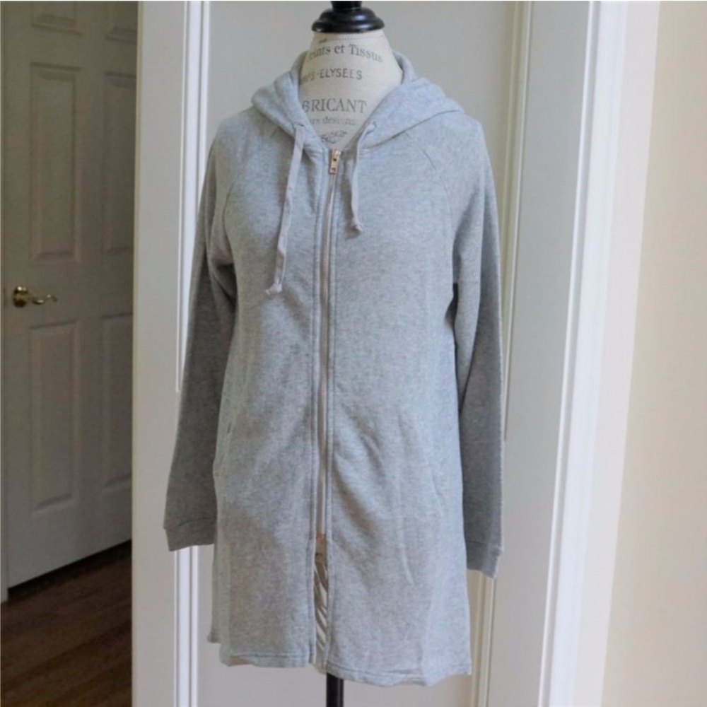 Tunic length ripped ladder sweatshirt hoodie grey - Picture 6 of 6