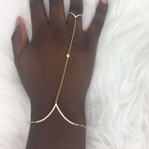 Elegant Gold Diamond Bracelet with Connecting Ring