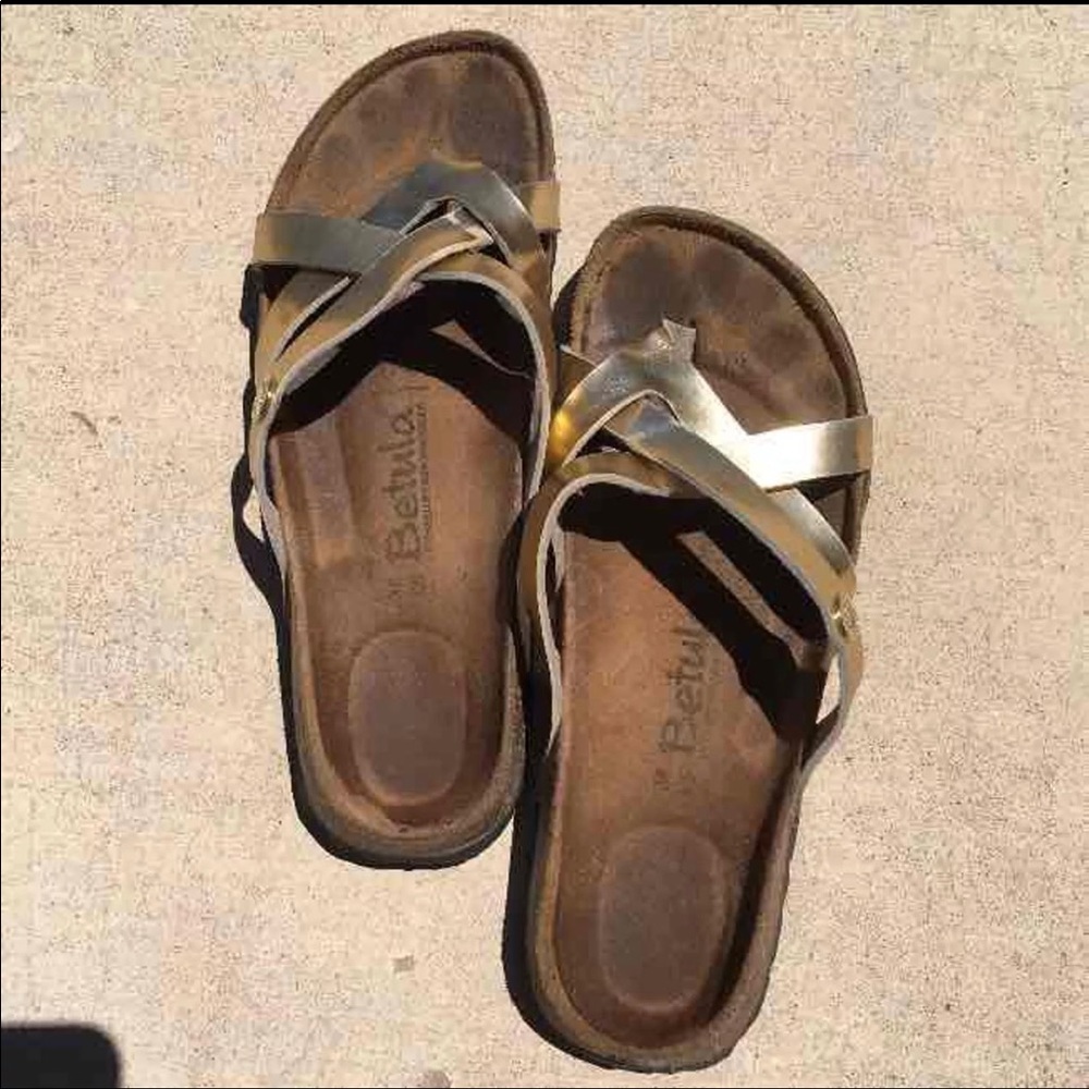 Gold colored betula Birkenstock sandals size 36