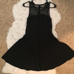 Black mesh skater dress
