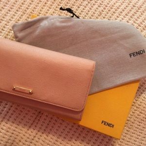 Authentic Fendi Wallet in Blush Leather