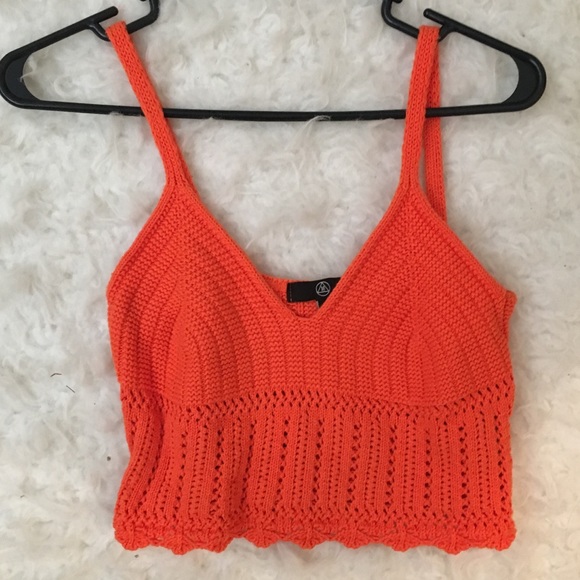 Orange Crotchet Crop Top *GREAT FOR FESTIVALS* - Picture 1 of 3
