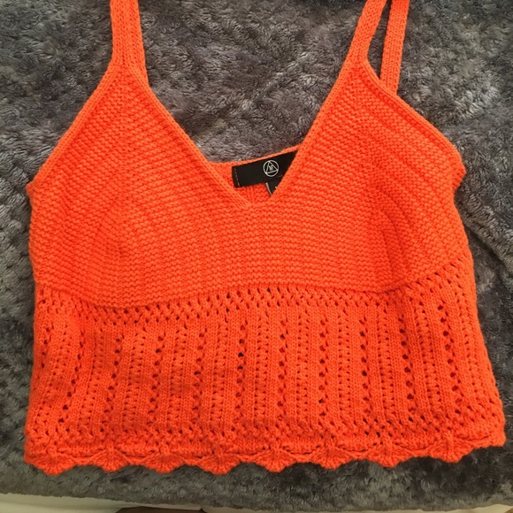 Orange Crotchet Crop Top *GREAT FOR FESTIVALS* - Picture 2 of 3