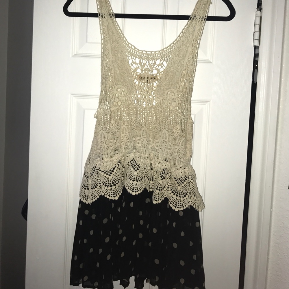 Adorable Crotchet & Chiffon Polka Dot Dress