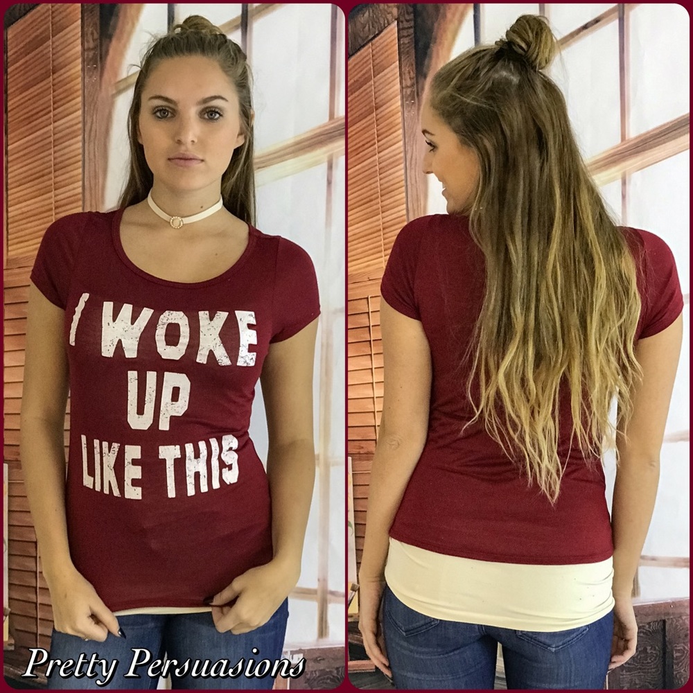 SALE‼️ NWT "I WOKE UP LIKE THIS" Graphic Print Tee - Picture 2 of 4