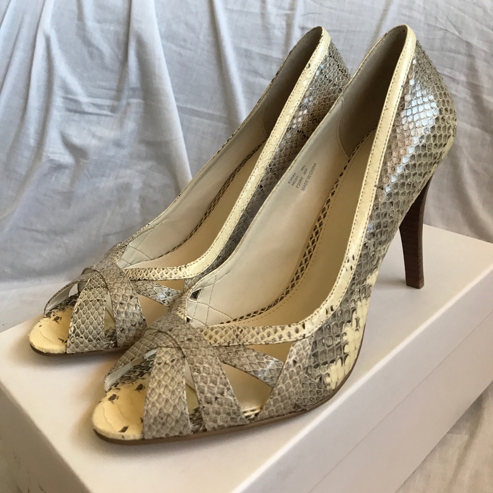 Calvin Klein Snakeskin Open-Toed Pump