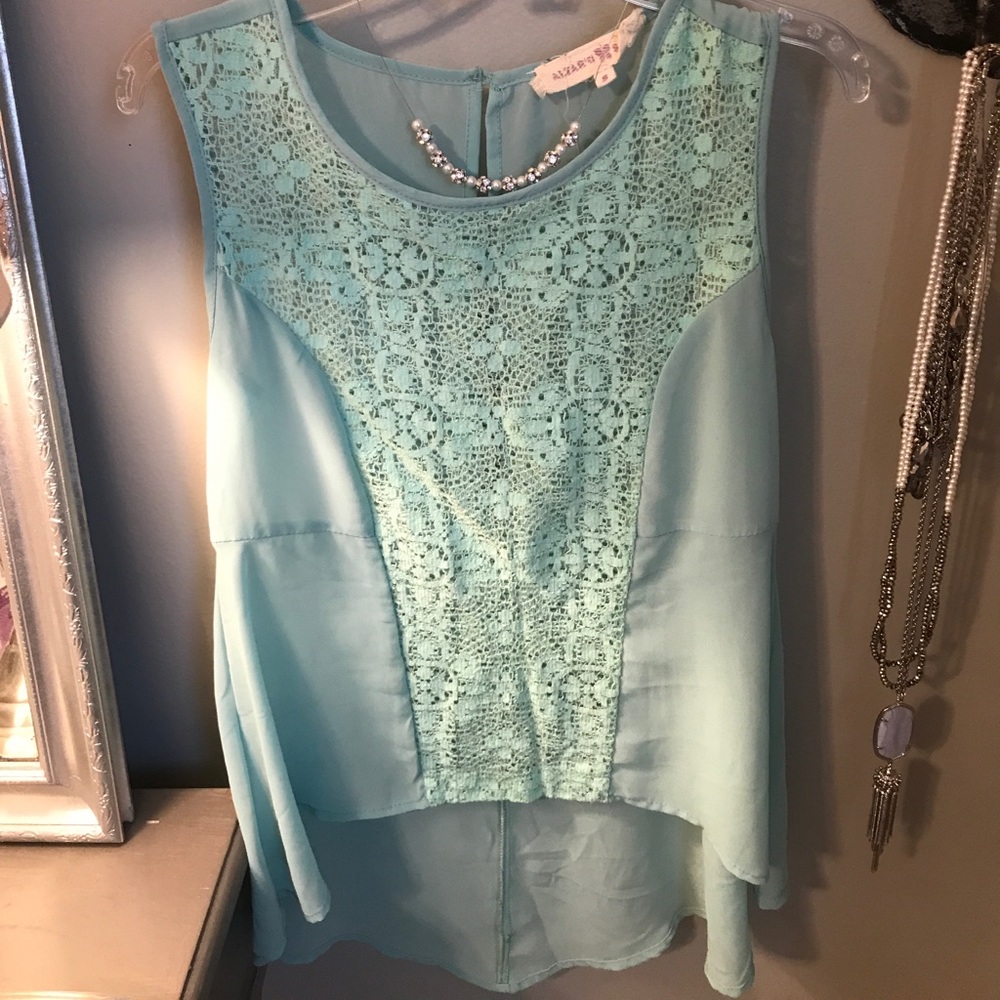 Mint chiffon tank top