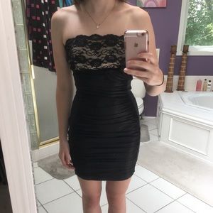 Black Bodycon Dress with Lace Detail