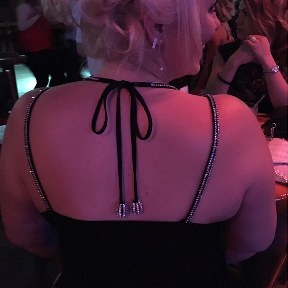 Black cocktail dress with diamond accents - Picture 3 of 8