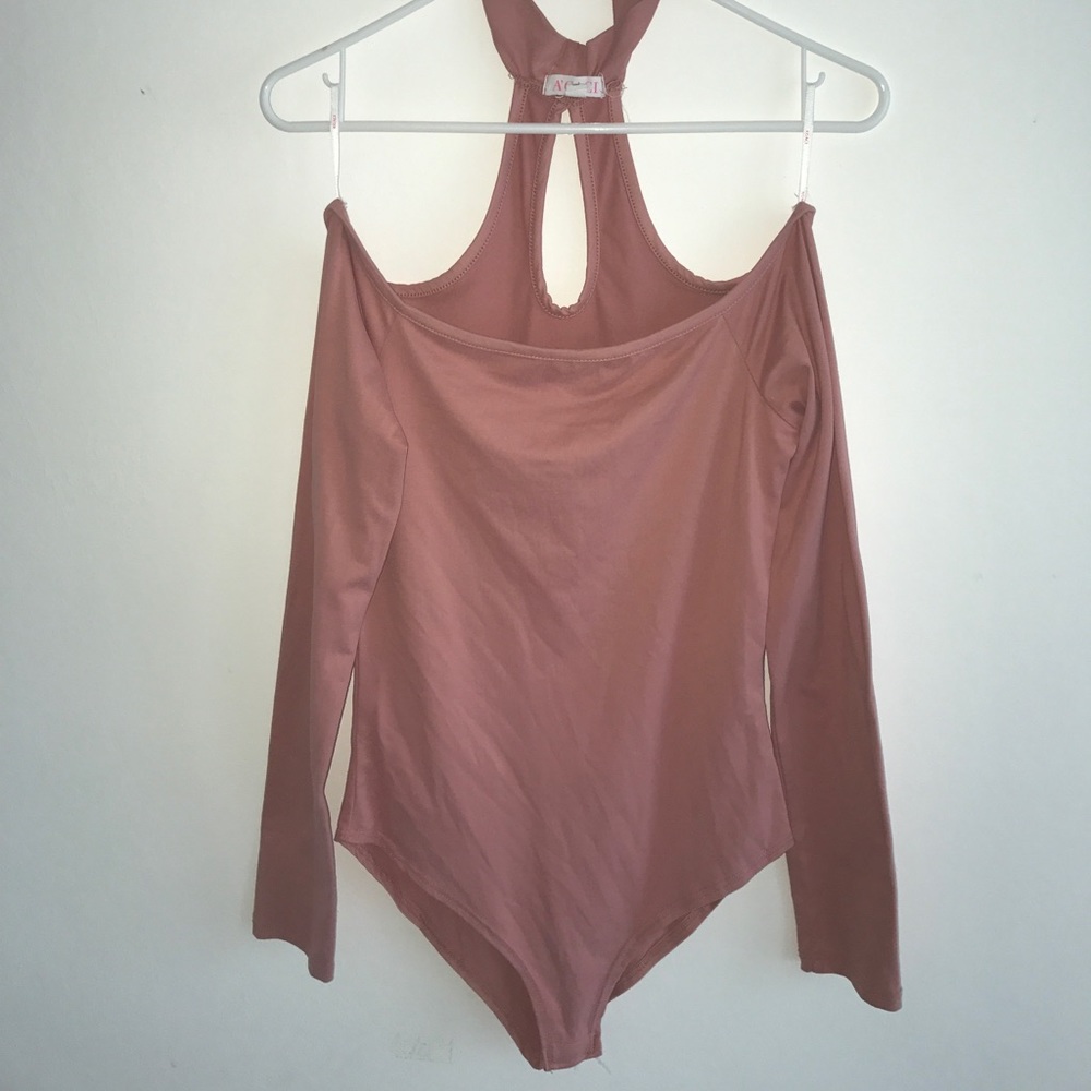 Pink off the shoulder bodysuit