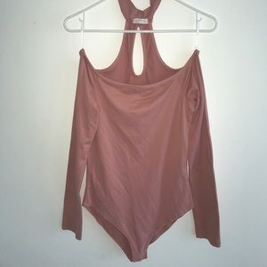 Pink off the shoulder bodysuit