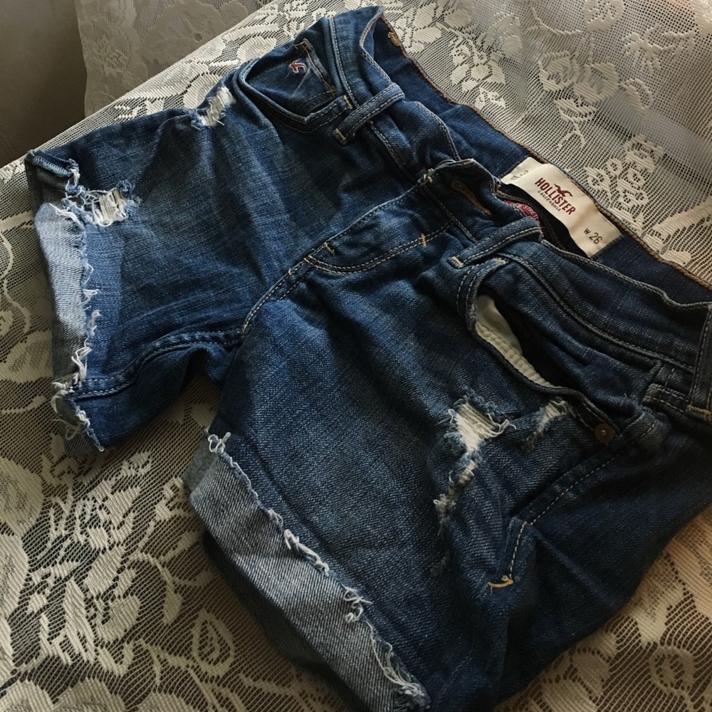 Distressed Hollister jean shorts