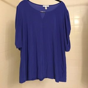 Dress Barn Blue Top Silver Detail. Size 1X
