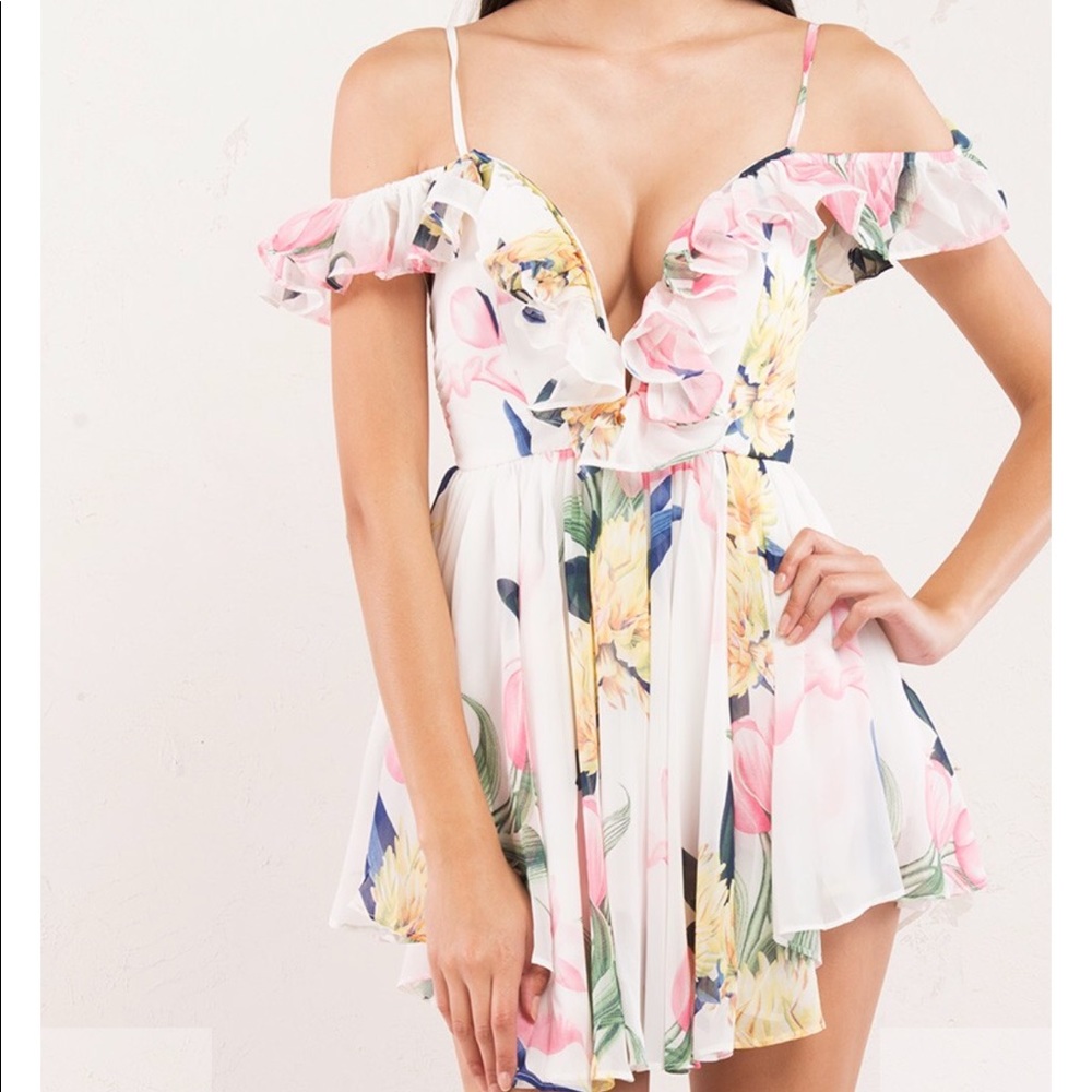 White Floral Mini-Dress