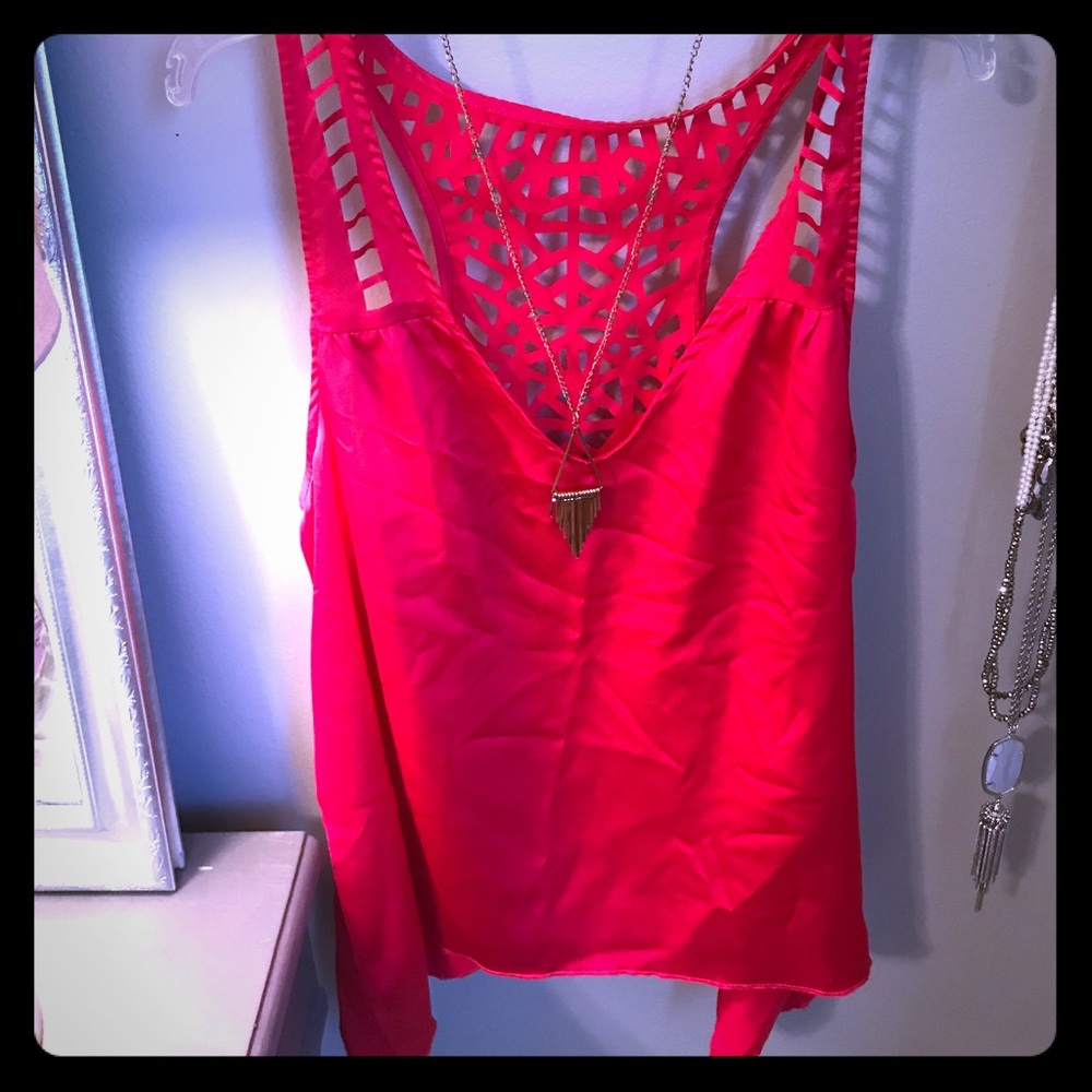 Red silk tank