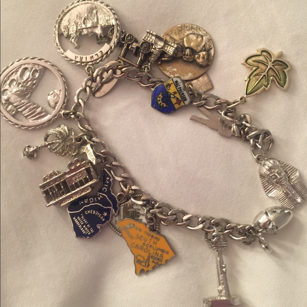 1969 vintage sterling silver charm bracelet