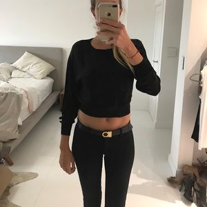 Theory crop long sleeve silk top size Petite