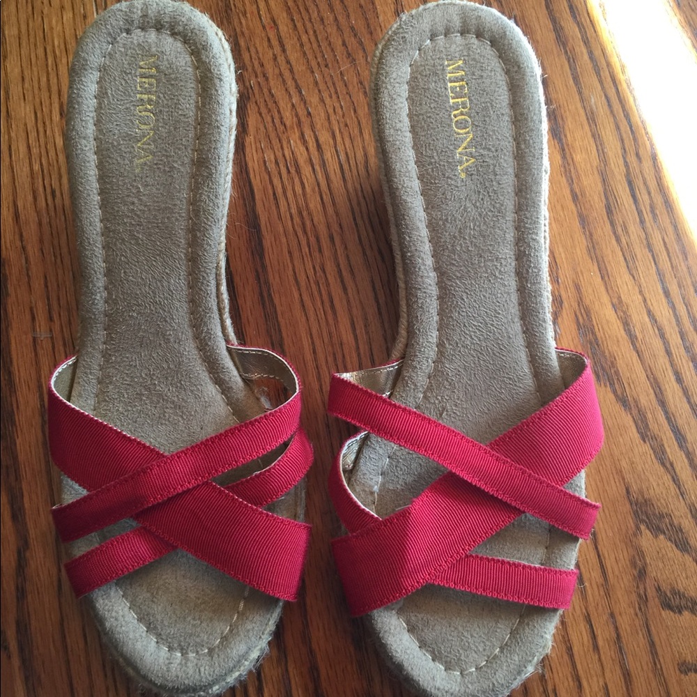 Merona Red Grosgrain Espadrille Wedges