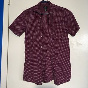 H&M Burgundy Polka Dot Button Up/Down