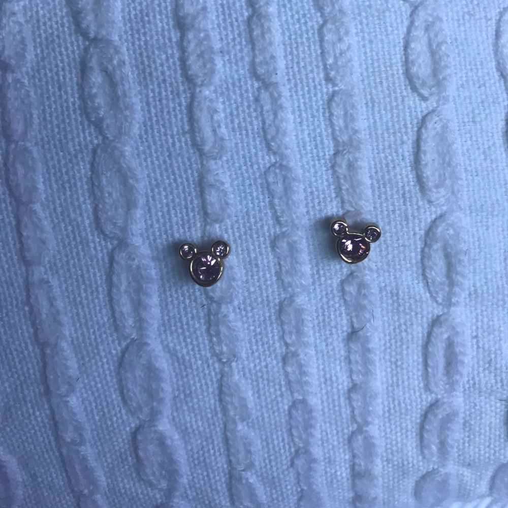 Purple and gold Disney Mickey Mouse earrings
