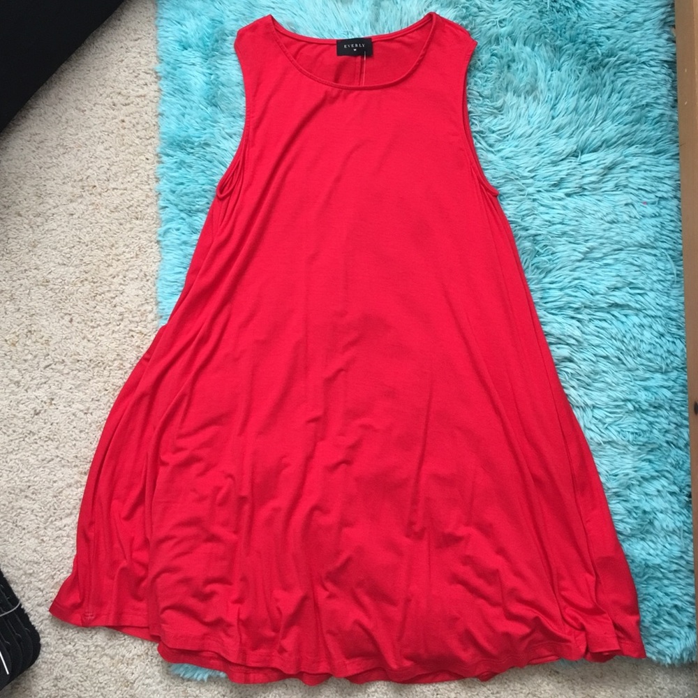 Everly red tank dress, medium