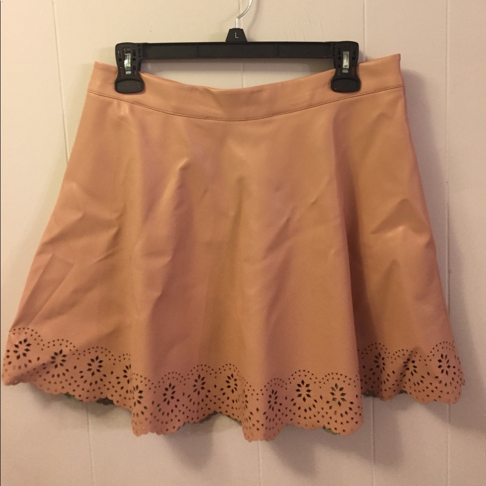 Pink pleather mini skirt