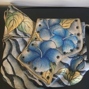 Hand painted Anuschka leather purse