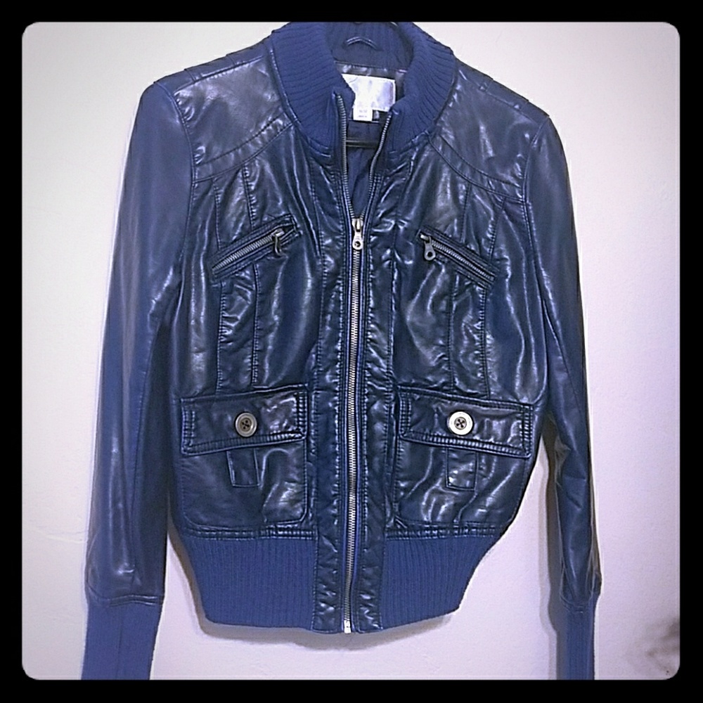Navy leather jacket