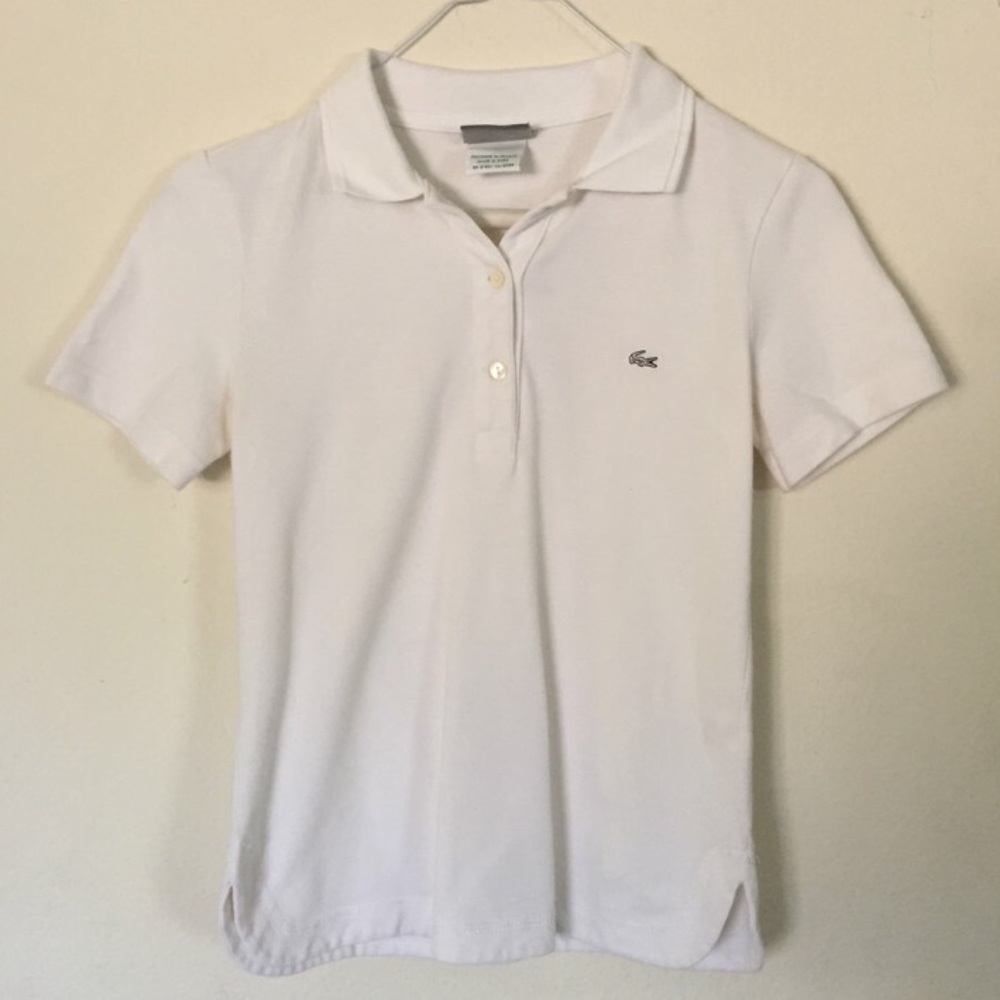 lacoste white collared t