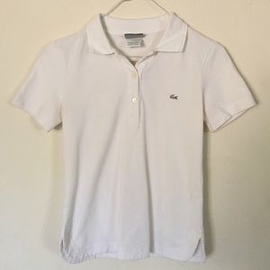 lacoste white collared t