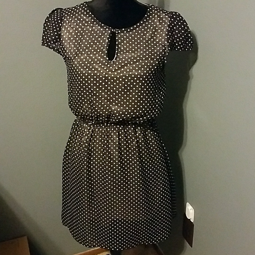 Vintage navy and polka dot dress