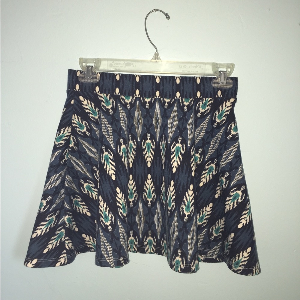 Blue printed skater skirt