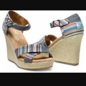Toms Multicolor Striped Boho Wedges