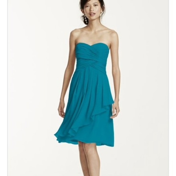Teal Strapless Chiffon Bridesmaid Dresses