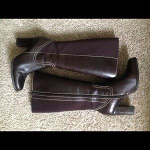 Women's Brown Leather Boots Size 9.5 Pre-Owned