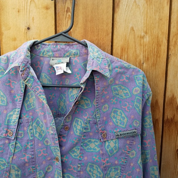 Vintage Tops - Vintage Purple Patterned Cotton Top