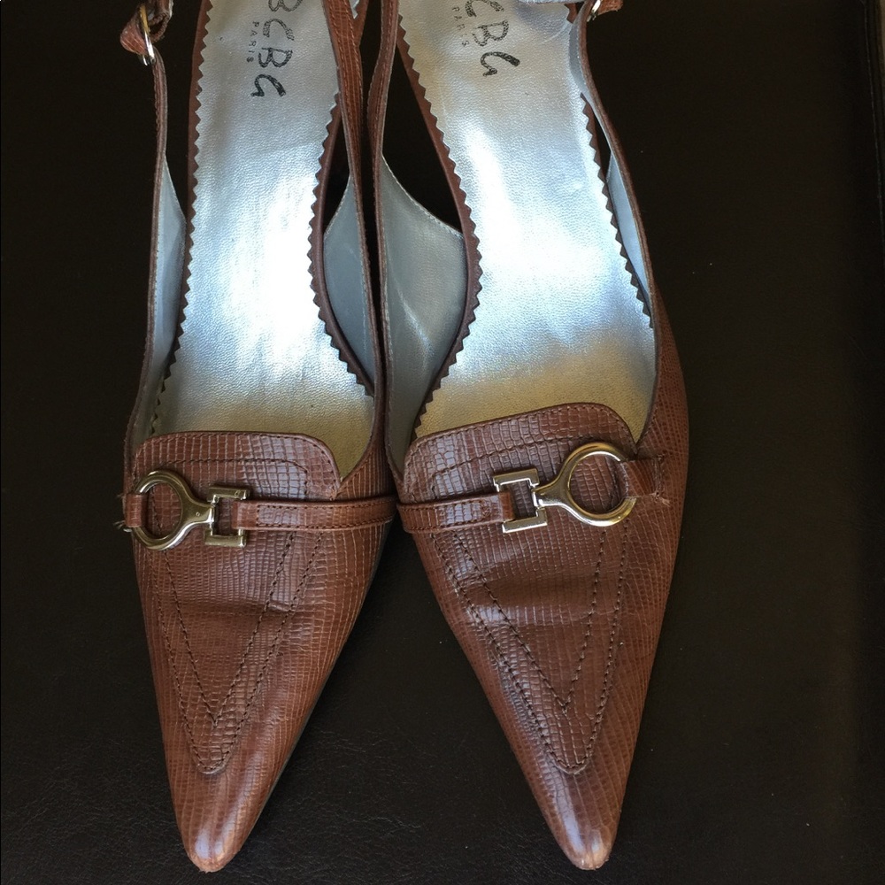 BCBG brown sling backs