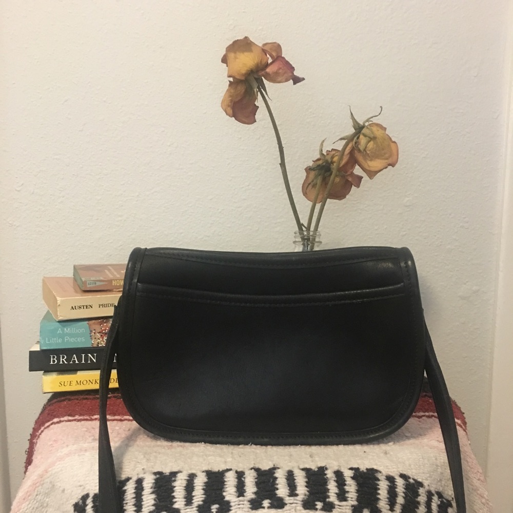 small black leather Coach purse