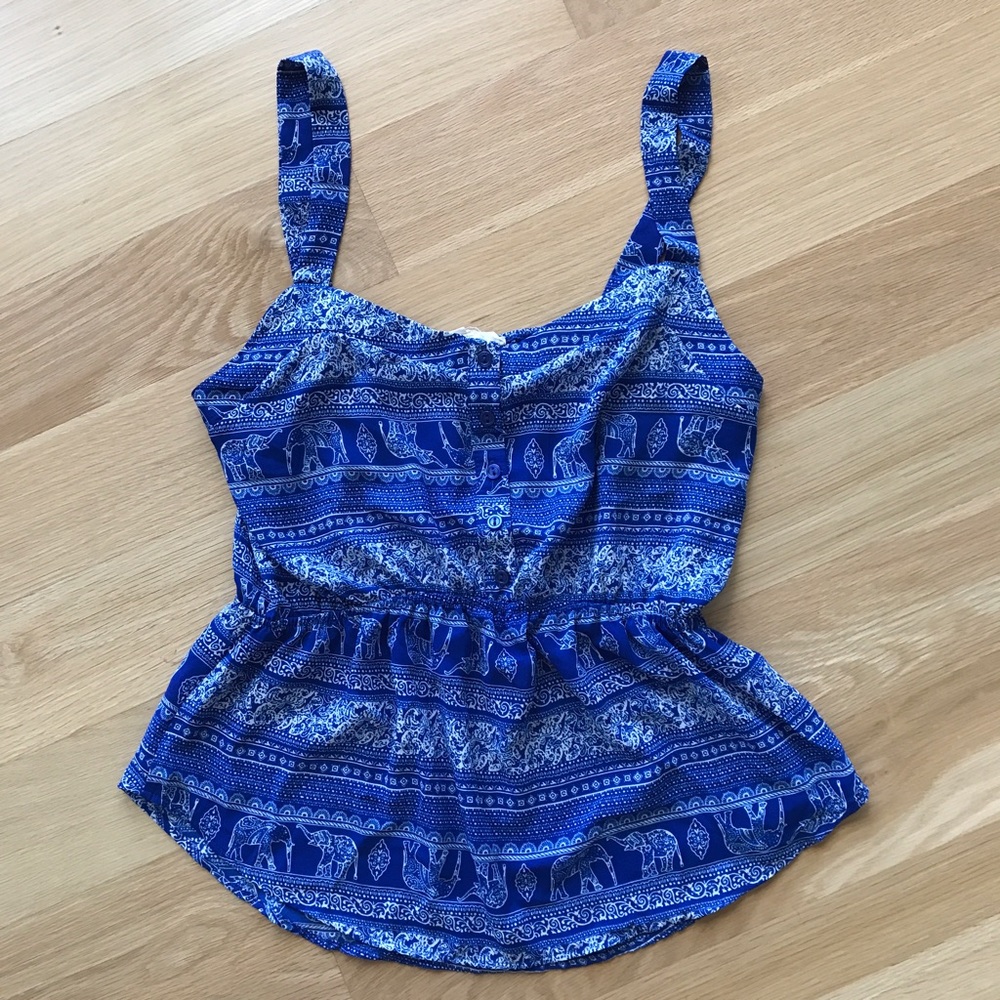 Blue & White Print Tank