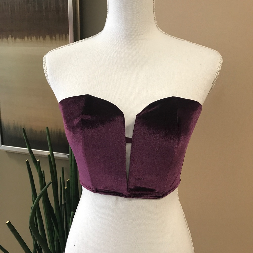Victoria's Secret Plum Velvet Strapless Corset M