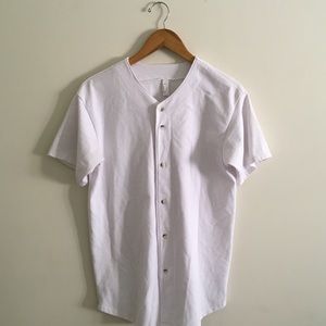 American Apparel White Baseball Button Up
