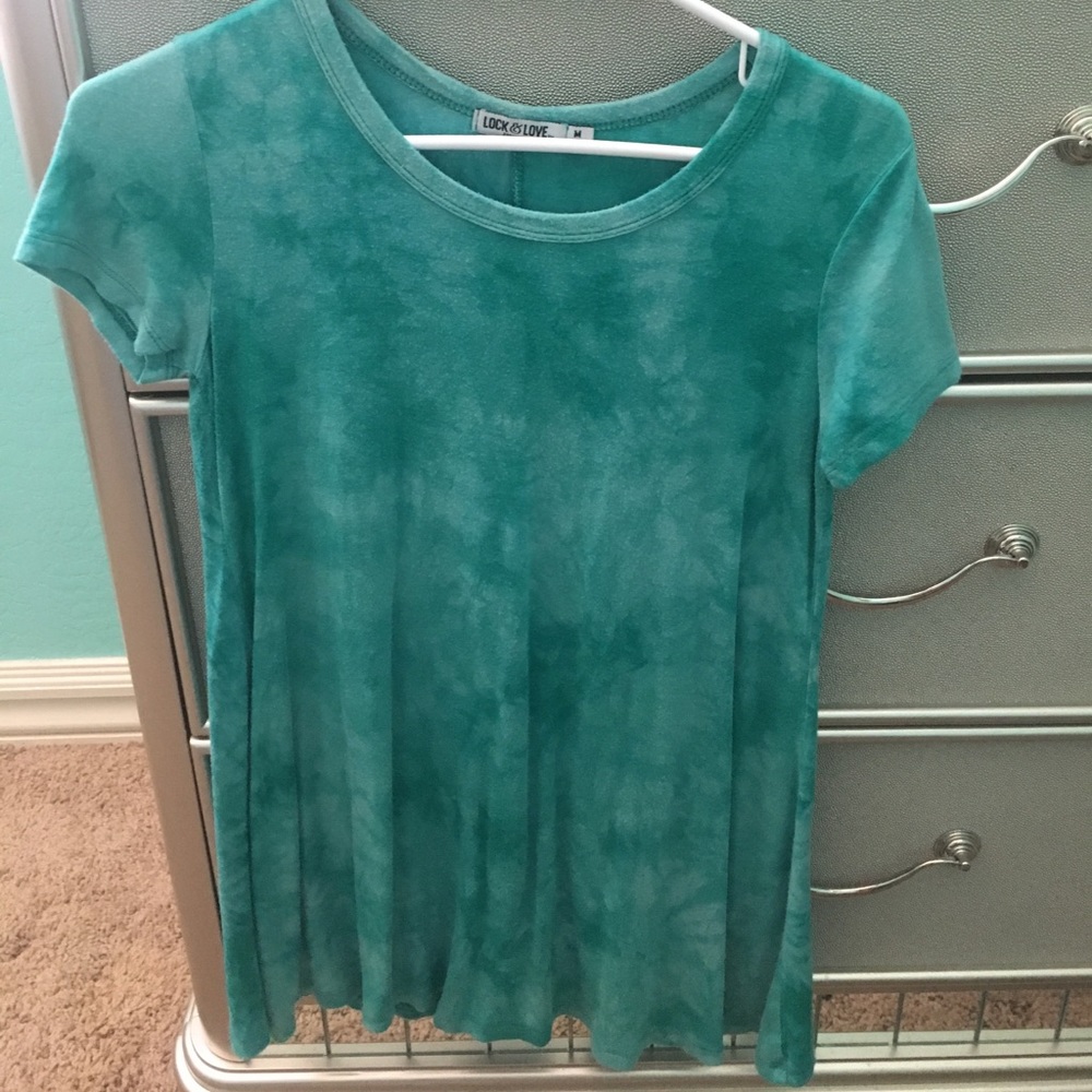 A tie dye short sleeve shirt.