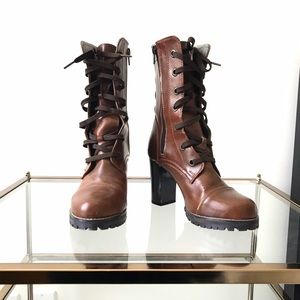 Lace Up Combat Heel Boots