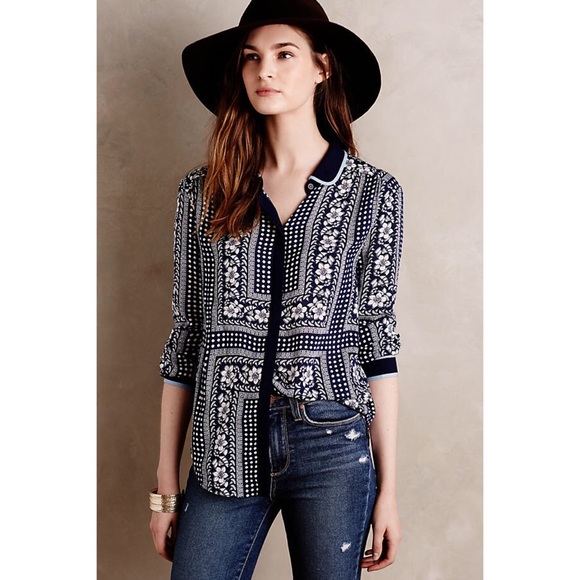 Anthropologie Tops - ANTHROPOLOGIE MAEVE ART HOUSE BUTTONDOWN TOP SHIRT