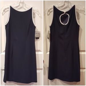 NWT CDC Petites Navy Blue & White Sleeveless Dress